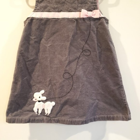 Gymboree Poodle Dress 1950s Style Skirt Grey Corduroy Pink Ribbon Size 3T - Picture 4 of 6